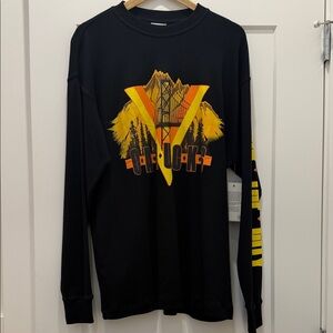 NHL Vancouver Canucks Black Tee with Yellow Lions Gate Bridge Graphic